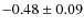$-0.48 \pm 0.09$