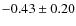 $-0.43 \pm 0.20$
