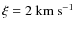 $\xi=2~{\rm km~s}^{-1}$