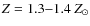 $Z=1.3{-}1.4~Z_{\odot}$
