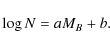 \begin{displaymath}
\log{N}=aM_{B}+b.
\end{displaymath}