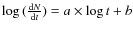 $\log {(\frac{{\rm d}N}{{\rm d}t})}=a\times\log{t}+b$