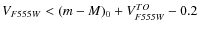 $V_{F555W} < (m-M)_0 + V_{\it F555W}^{TO}-0.2$