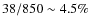 $38/850\sim 4.5\%$