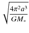 $\displaystyle \sqrt{\frac{4 \pi^2 a^3}{G M_*}}$