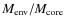 $M_{\rm env}/M_{\rm core}$