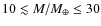 $10 \lesssim M/M_{\oplus}\leq 30$