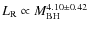 $ L_{{\rm R}}\propto M_{{\rm BH}}^{{\rm 4}.10 \pm
0.42}$