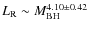 $L_{{\rm R}}\sim M_{{\rm BH}}^{4.10 \pm 0.42}$