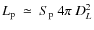 $L_{\rm p}~\simeq~S_{\rm p}~4\pi~ D_L^2$
