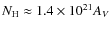 $N_{\rm H} \approx 1.4\times 10^{21} A_V$