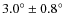 $3.0^{\circ}\pm 0.8^{\circ}$