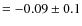 $=-0.09\pm 0.1$