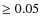 $\geq 0.05$
