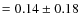 $=0.14\pm 0.18$