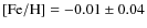$[\rm Fe/\rm H]=-0.01\pm 0.04$