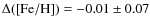 $\Delta({\rm [Fe/H]}) = -0.01 \pm 0.07$