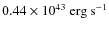 $0.44 \times 10^{43}~{\rm erg}~{\rm s}^{-1}$