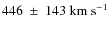 $446~\pm~143~{\rm km}~{\rm s}^{-1}$
