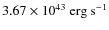 $3.67 \times 10^{43}~{\rm erg}~{\rm s}^{-1}$