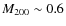 $M_{200}\sim
0.6$