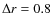 $\Delta r=0.8$