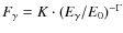$F_{\gamma}= K\cdot (E_{\gamma}/E_0)^{-\Gamma}$
