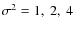 $\sigma^{2}=1,~2,~4$