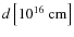 $d \left[ 10^{16}~\rm c\rm m \right]$