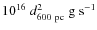 $10^{16}~d_{{\rm 600~pc}}^2~{\rm g~s}^{-1}$