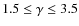 $1.5\le\gamma\le 3.5$