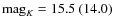 ${\rm mag}_{K}=15.5~(14.0)$