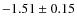 $-1.51\pm0.15$