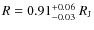 $R=0.91^{+0.06}_{-0.03}~{R_{\rm J}}$