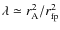 $\lambda \simeq r_{\rm A}^2/r_{\rm fp}^2$