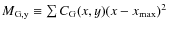 $ M_{\rm G,y} \equiv \sum
C_{\rm G}(x,y)(x-x_{\rm max})^2$