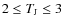 $2 \leq T_{\rm J} \leq 3$