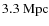 $3.3~{\rm Mpc}$