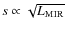 $s\propto\sqrt{L_{{\rm MIR}}}$