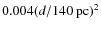 $0.004(d/{140~{\rm pc}})^2$