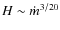 $H\sim \dot m^{3/20}$