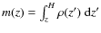 $m(z)=\int_{z}^{H}\rho(z')~{\rm d}z'$