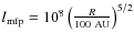 $l_{\rm mfp}=10^8 \left(\frac{R}{100\ {\rm AU}}\right)^{5/2}$