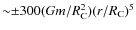 ${\sim}{\pm}300 (Gm/R_{{\rm C}}^2) (r/R_{{\rm C}})^5$