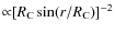 ${\propto}[R_{{\rm C}}\sin({r/R_{{\rm C}}})]^{-2}$