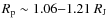 $R_{\rm p} \sim 1.06{-}1.21~R_{\rm J}$