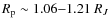 $R_{\rm p} \sim 1.06{-}1.21~R_J$