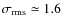 $\sigma_{{\rm rms}} \simeq 1.6$