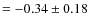 $=-0.34\pm0.18$