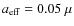 $a_{\rm eff} = 0.05~\mu$